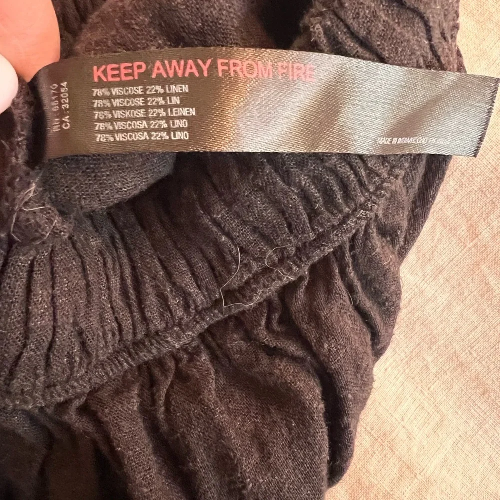 FREE‎ PEOPLE BOHO QUINN BLACK VISCOSE/LINEN BLEND PANTS BOHEMIAN RESORT-WEAR EUC - Picture 13 of 13